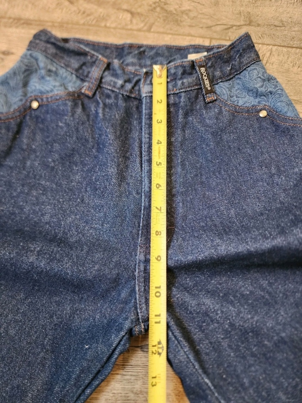 Vintage Rocky Mountain Womens Jeans High-Rise Blue Denim Floral V-Back Size 25/1 - Picture 8 of 12
